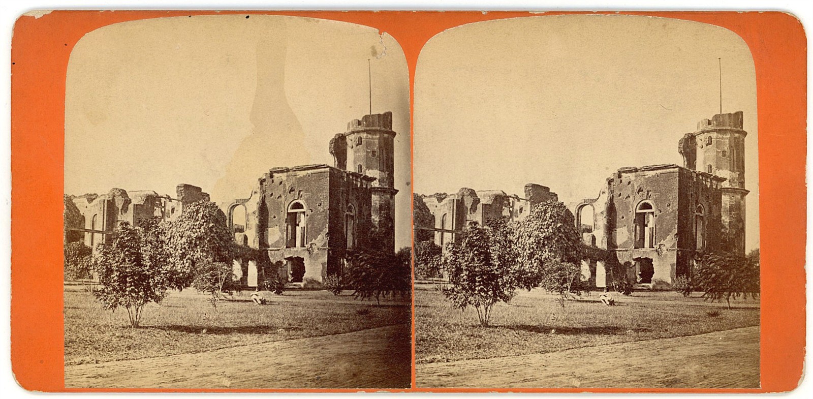 INDIA STEREOVIEW - Lucknow - The Residency - GF Gates 1870s