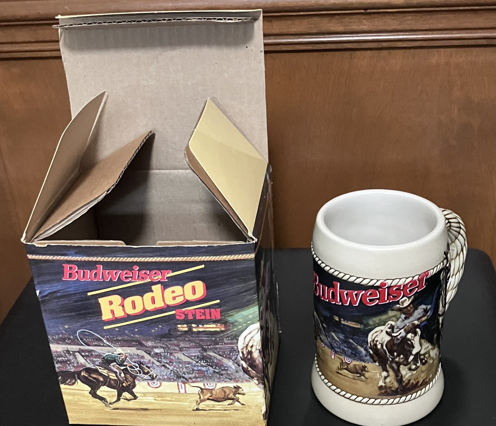 1992 Budweiser Rodeo Beer Stein -Nice Designs,  Great Action Scenes    (1760)