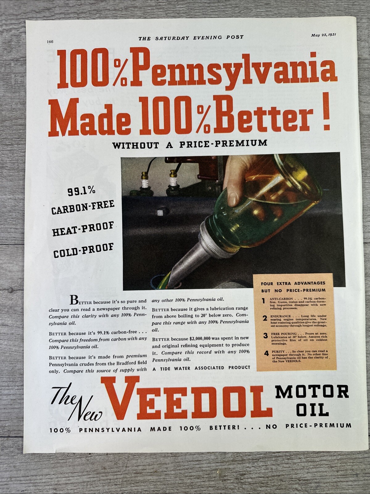 Vtg Print Ad BIG Art Deco Veedol Motor Oil Pennsylvania Automobile Travel 1931 Vtg Print Ad BIG Art Deco Veedol Motor Oil Pennsylvania Automobile Travel 1931