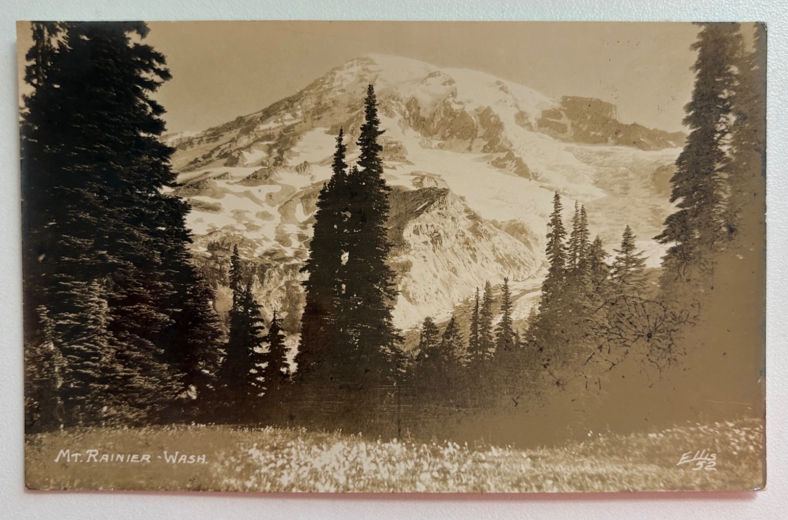 RPPC Mt. Rainier, Washington Ellis #32 Real Photo Unused Postcard 1930s-1950s