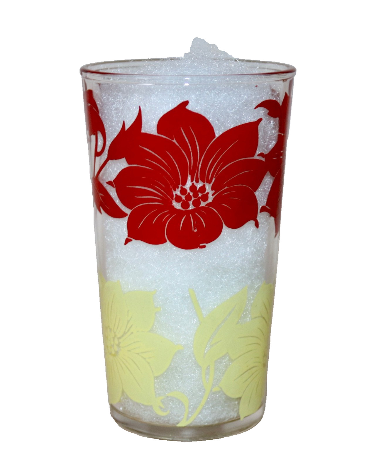 Hazel Atlas ~ Red & Yellow Flowers ~ 4 Oz Swanky Swig Jar 1950’s