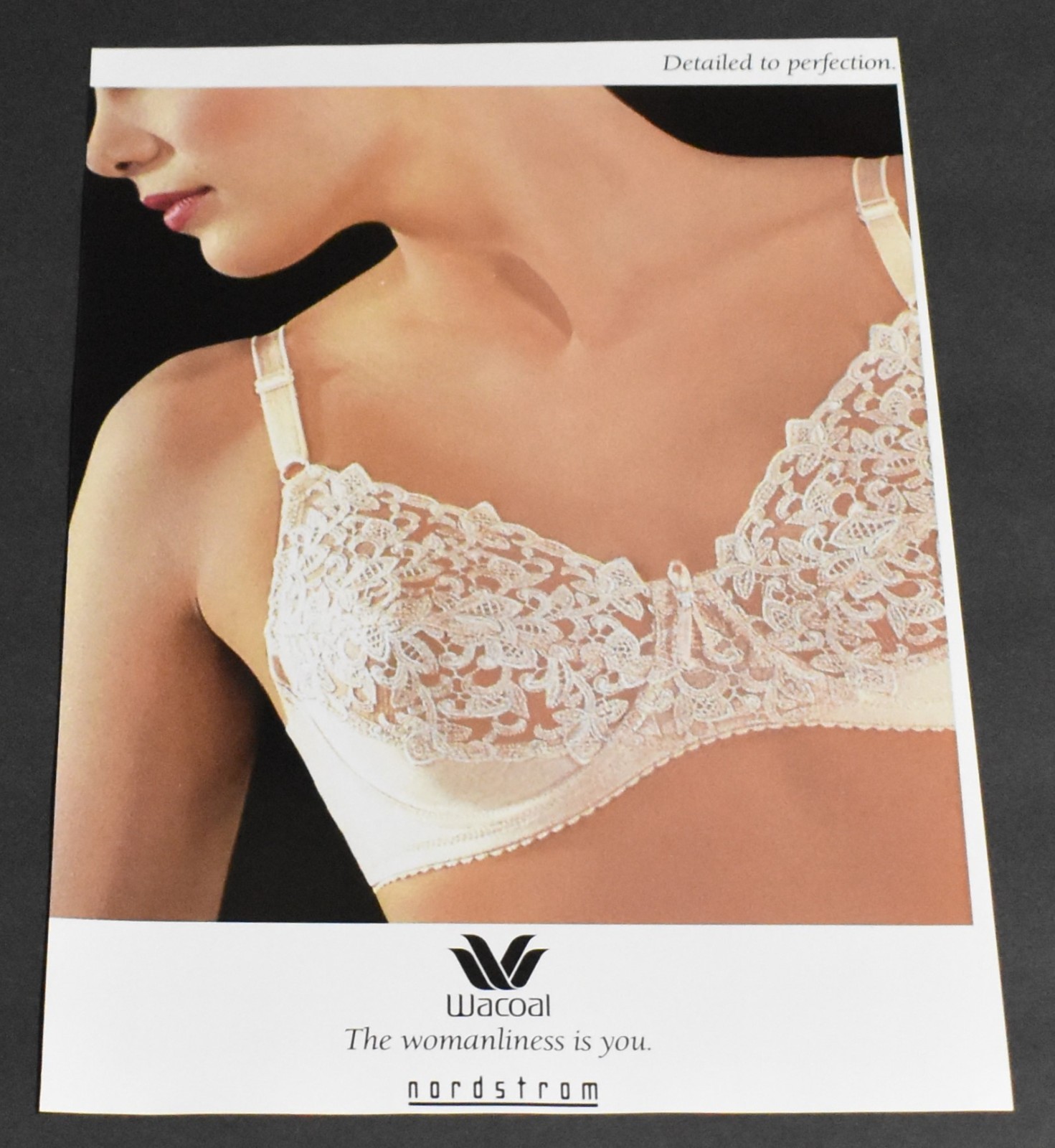 1989 Print Ad Sexy Fashion Wacoal Bra Detailed Perfection Breasts Feminine Art T