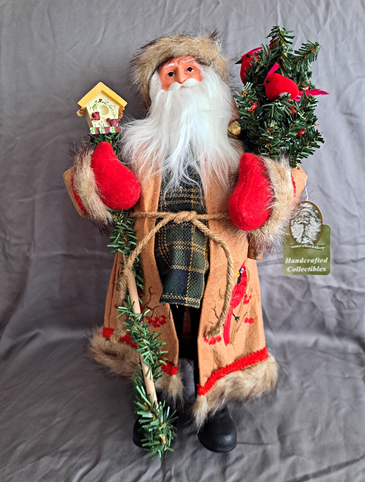 Santa\'s Workshop Handcrafted Collectibles Santa Claus Figure with Tree