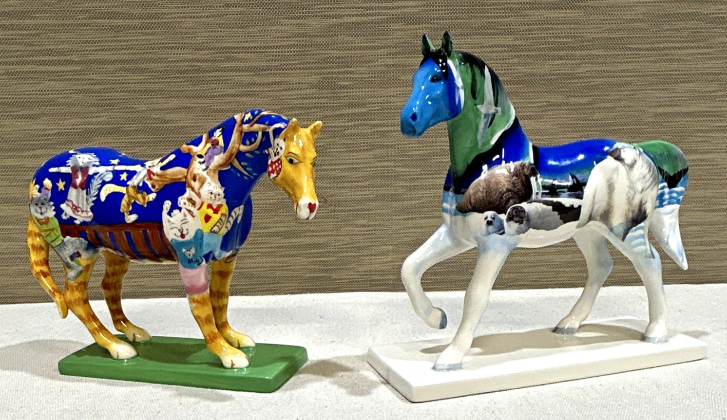 Trail of Painted Ponies- Pair of 2 Retired Porcelain Horse Collectible Figurines