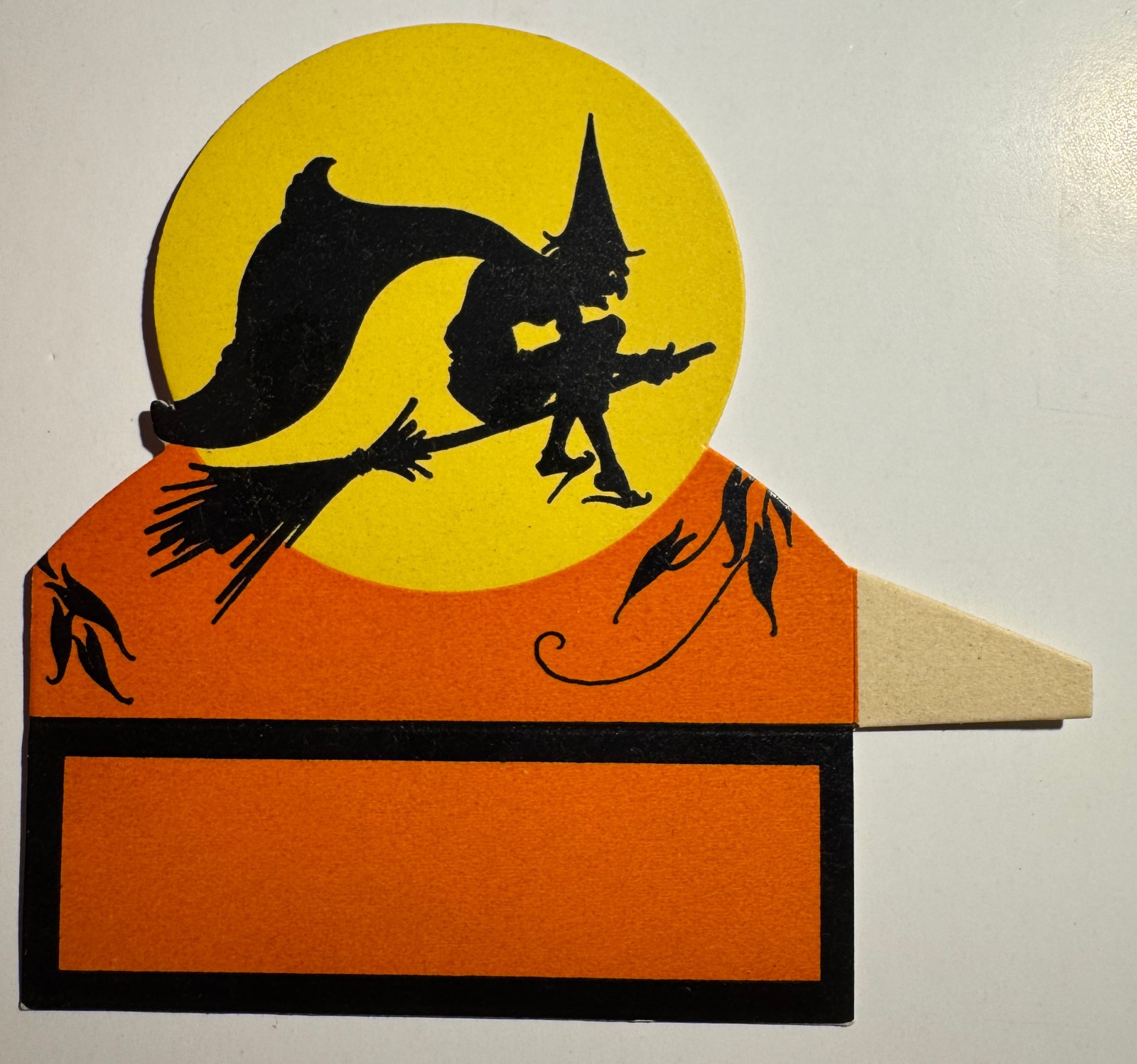 Vintage 1920’s Halloween Flying Witch Moon Party Name Card Place Holder Gibson