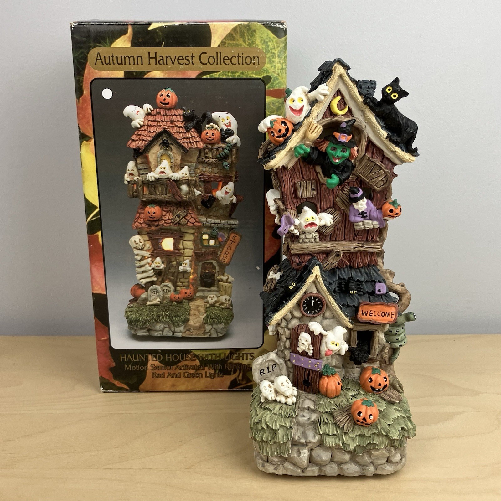 Vintage Autumn Harvest Collection Haunted House Lights Halloween Decor - Read