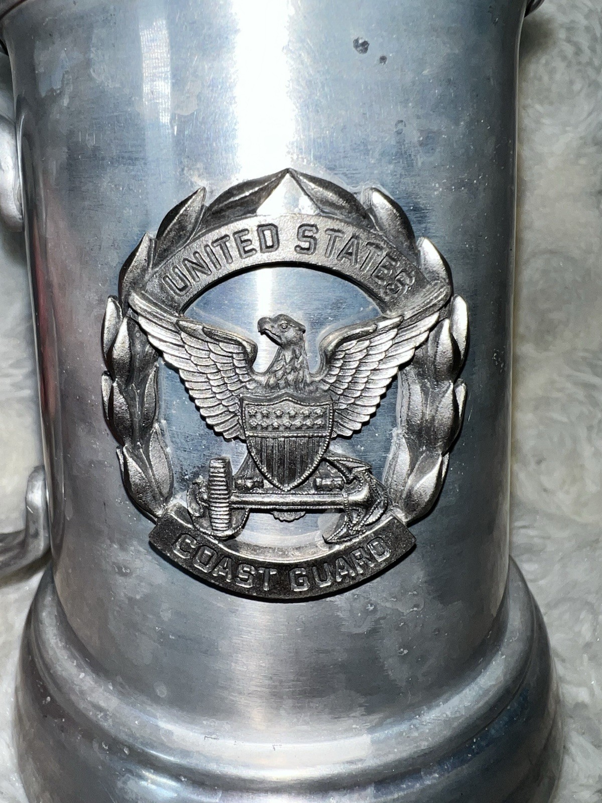 VTG Aluminum Tin Glass Bottom Beer Mug, Hong Kong Made 1970s US Coast Guard RTF