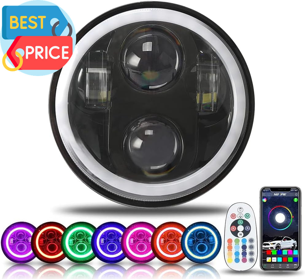 5-3/4 5.75 Inch RGBW Head Light Motorcycle Compatible with Sportster XL883 XL120