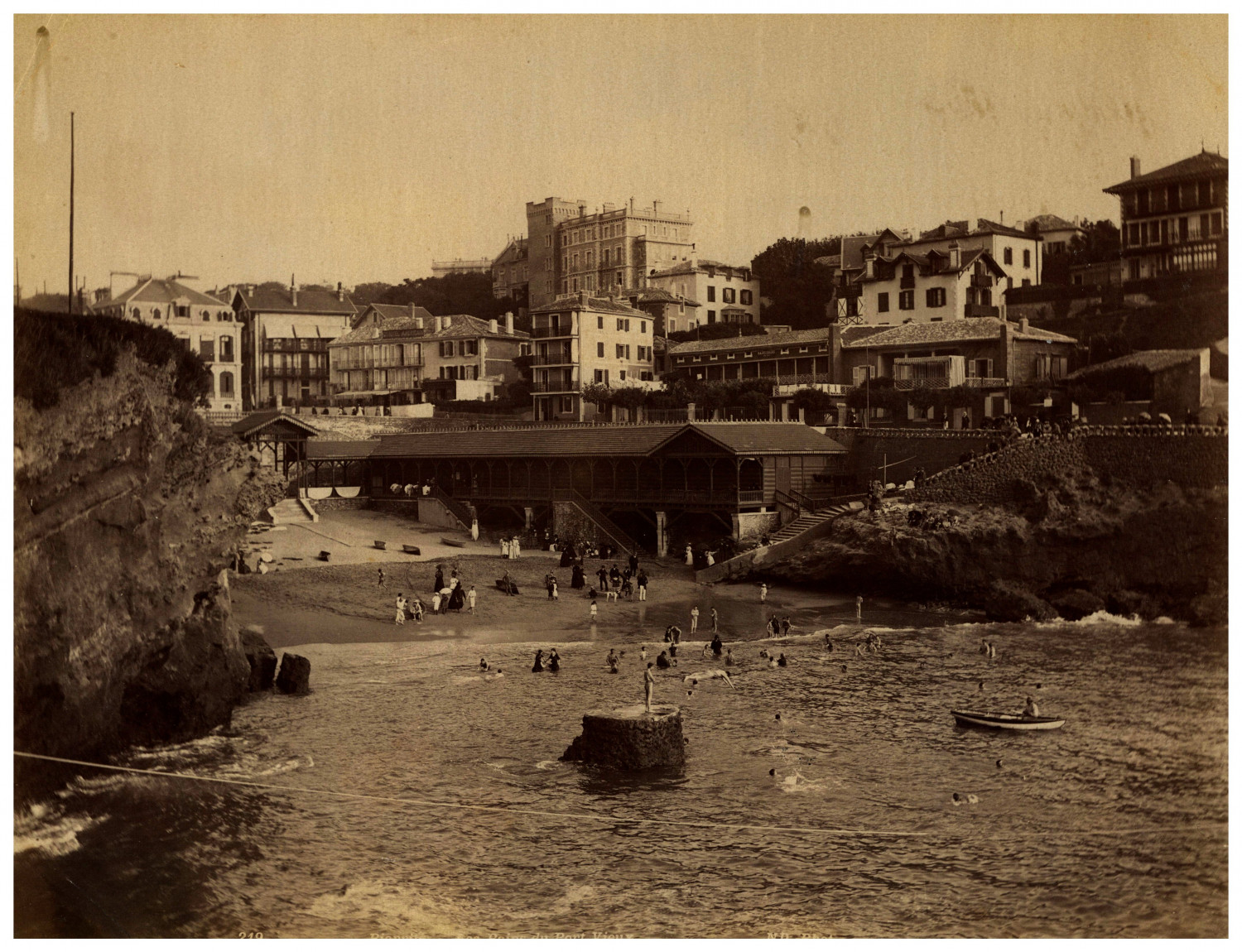France, Biarritz, Les Bains du Port-Vieux Vintage Albumen Print, Photo. N.D. T