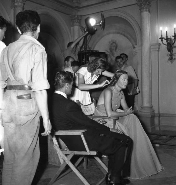 Michele Morgan Jean Marais during filming a ball scene film The Gl- 1950s Photo