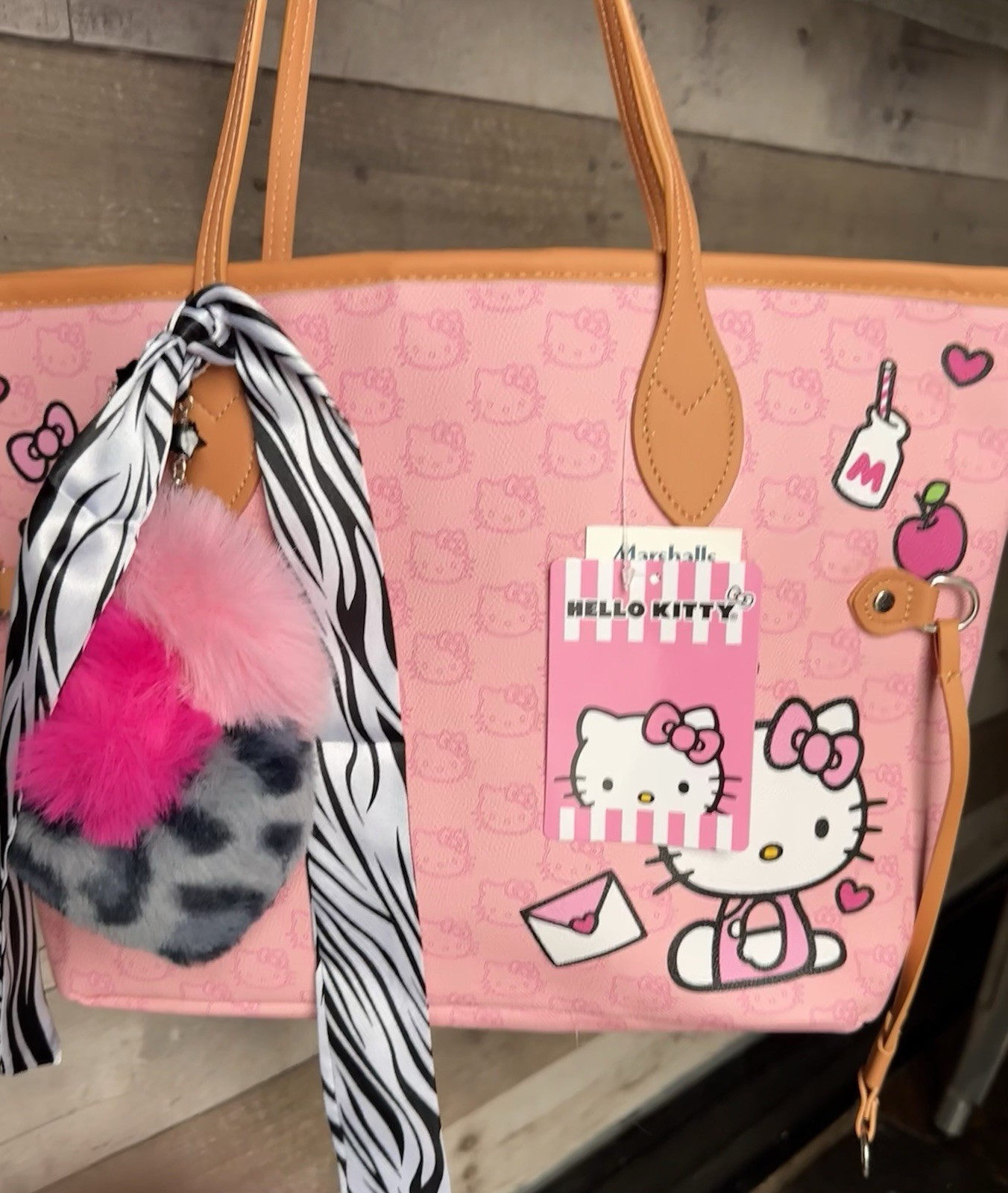 Hello Kitty Pink Tote Viral Santino Bag Shoulder Purse NWT Monogram Bows Hearts