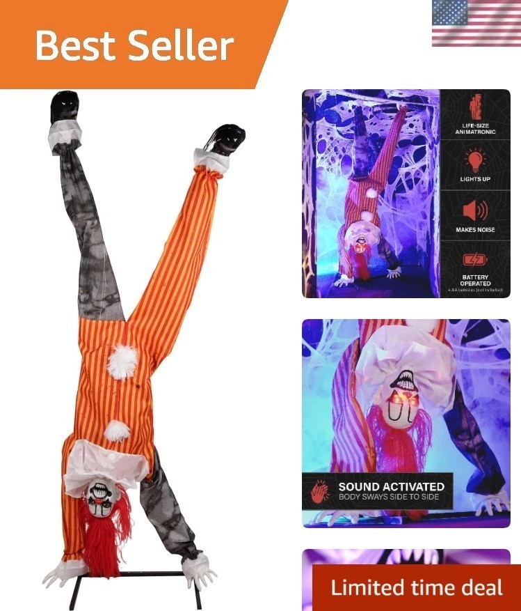 7.2-Ft. Upside Down Clown Halloween Animatronic