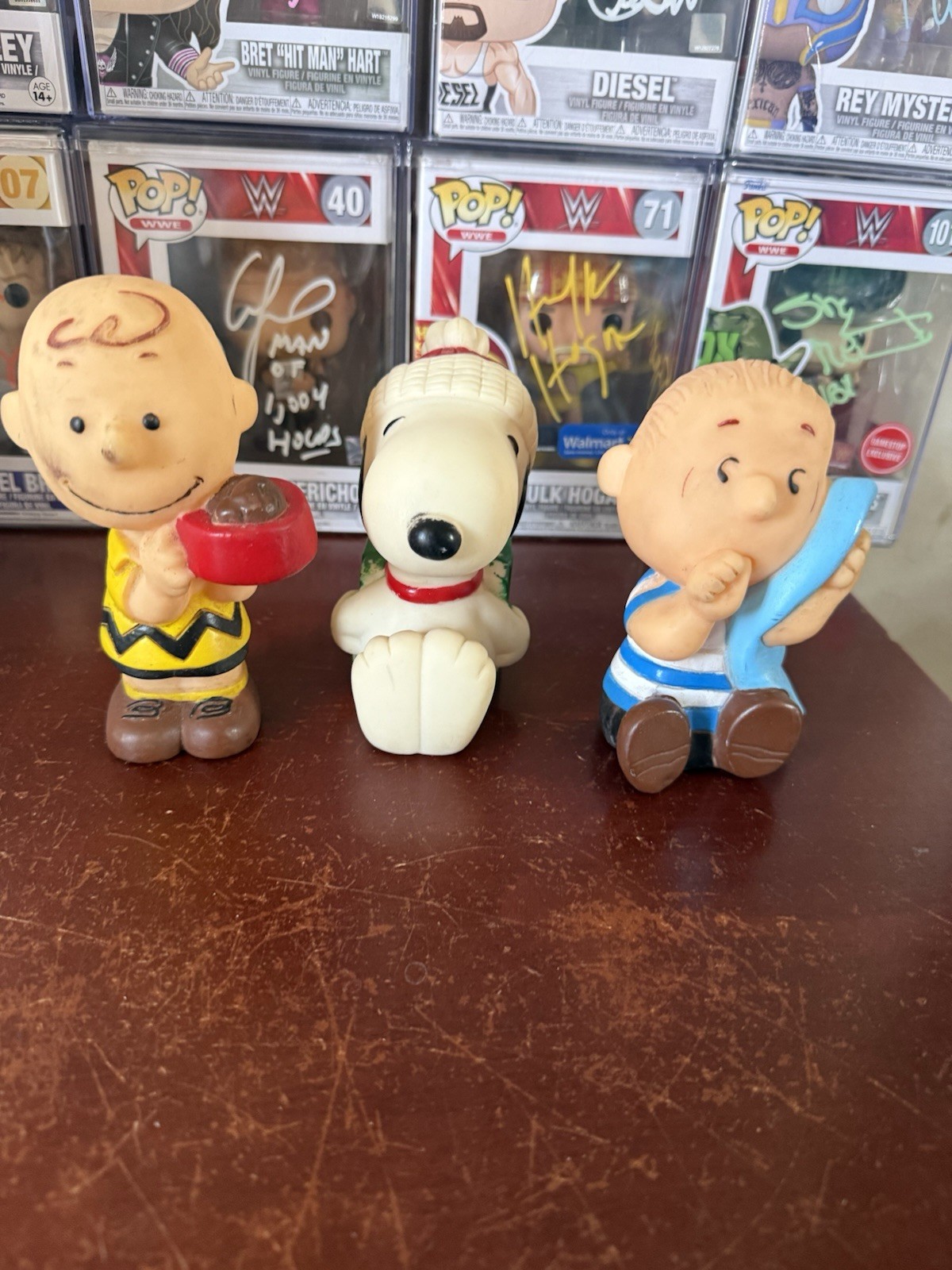 LOT OF 3 Vintage Peanuts Squeaky Toys - Snoopy Linus Charlie Brown