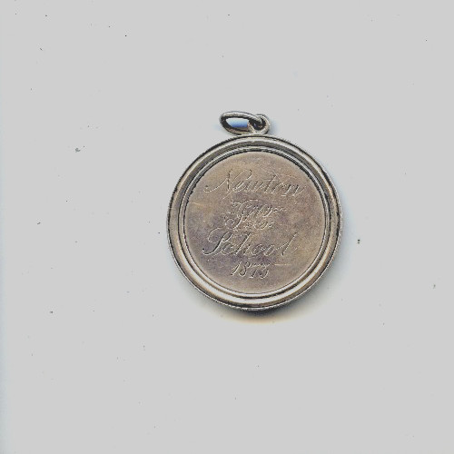 NEWTON GREEN COAT SCHOOL STERLING SILVER MEDALLION FOR ENGLISH IN 1875 UK  N980