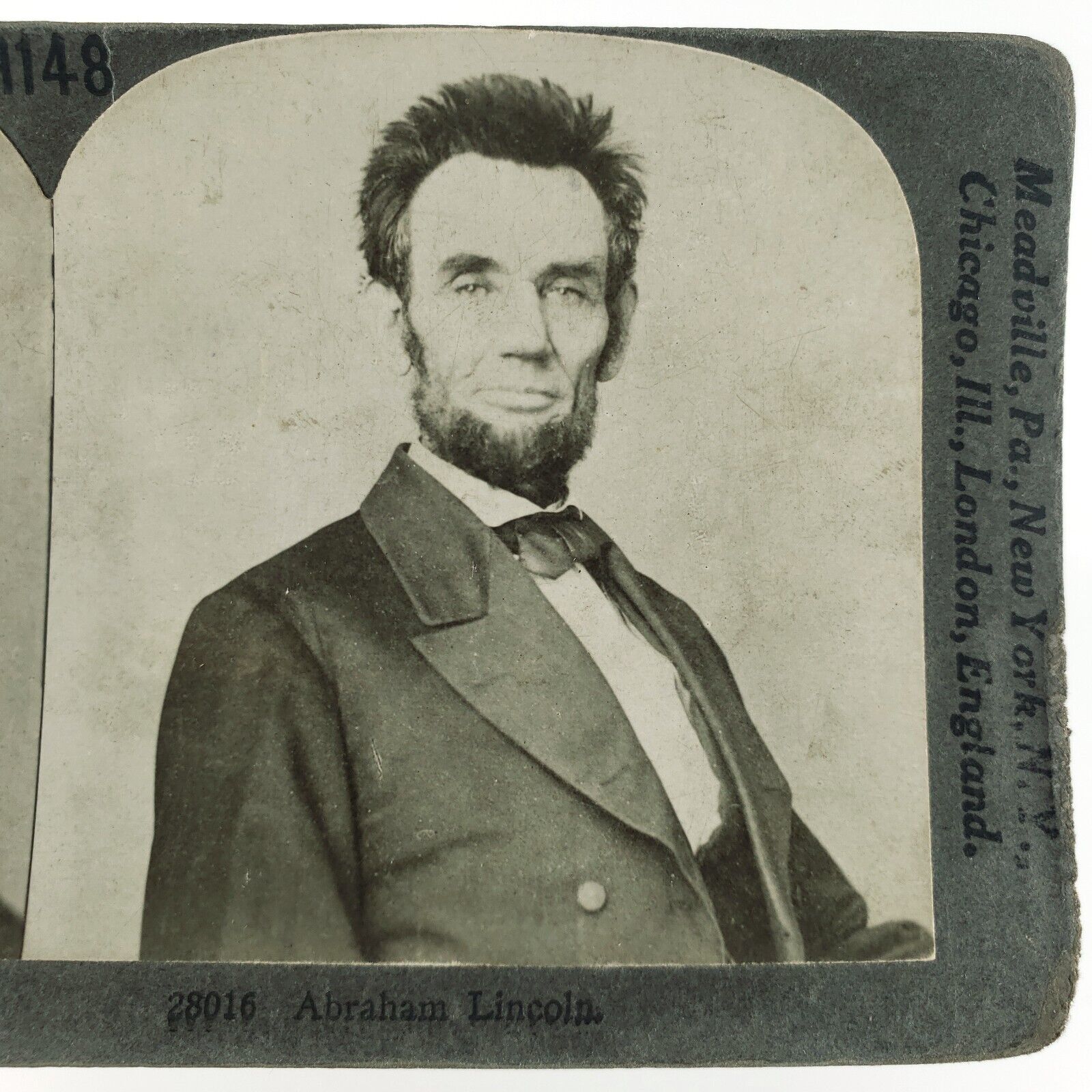 Abraham Lincoln Photo Portrait Stereoview 1920s Keystone President Abe B1815