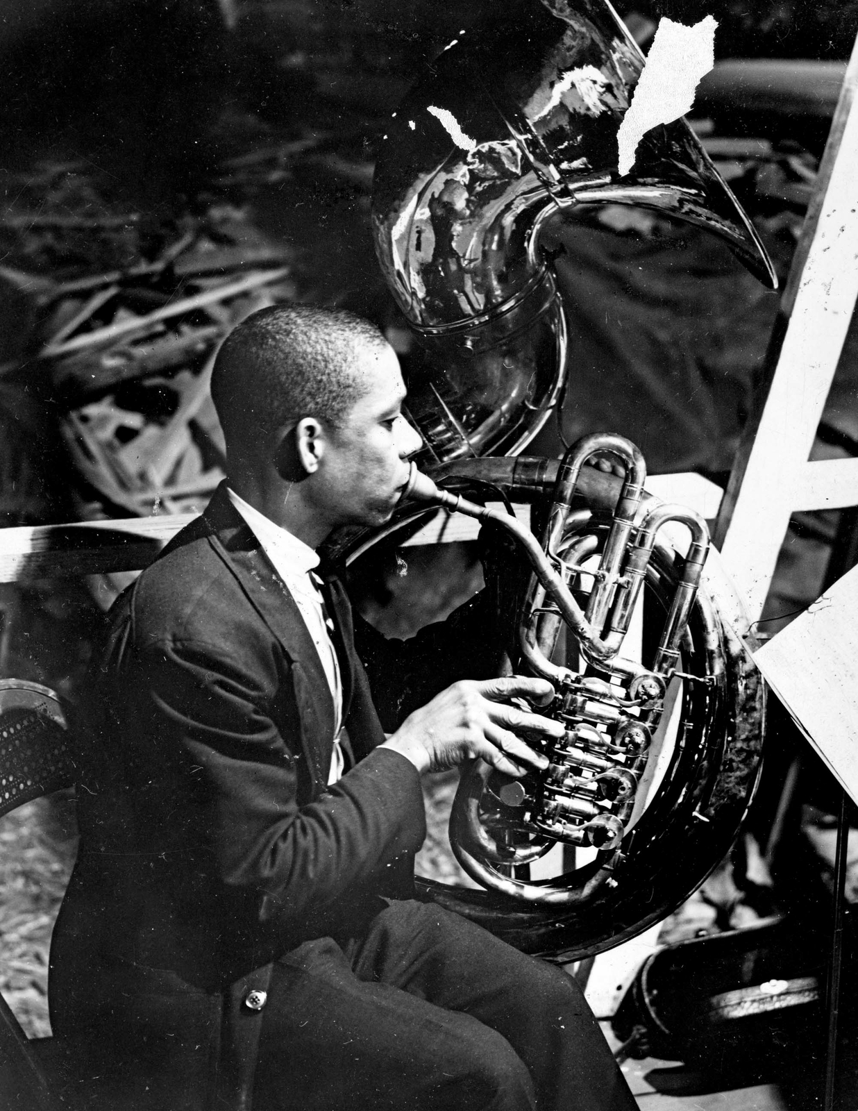 1935-1943 Sousaphone Player Vintage Old Photo 8.5
