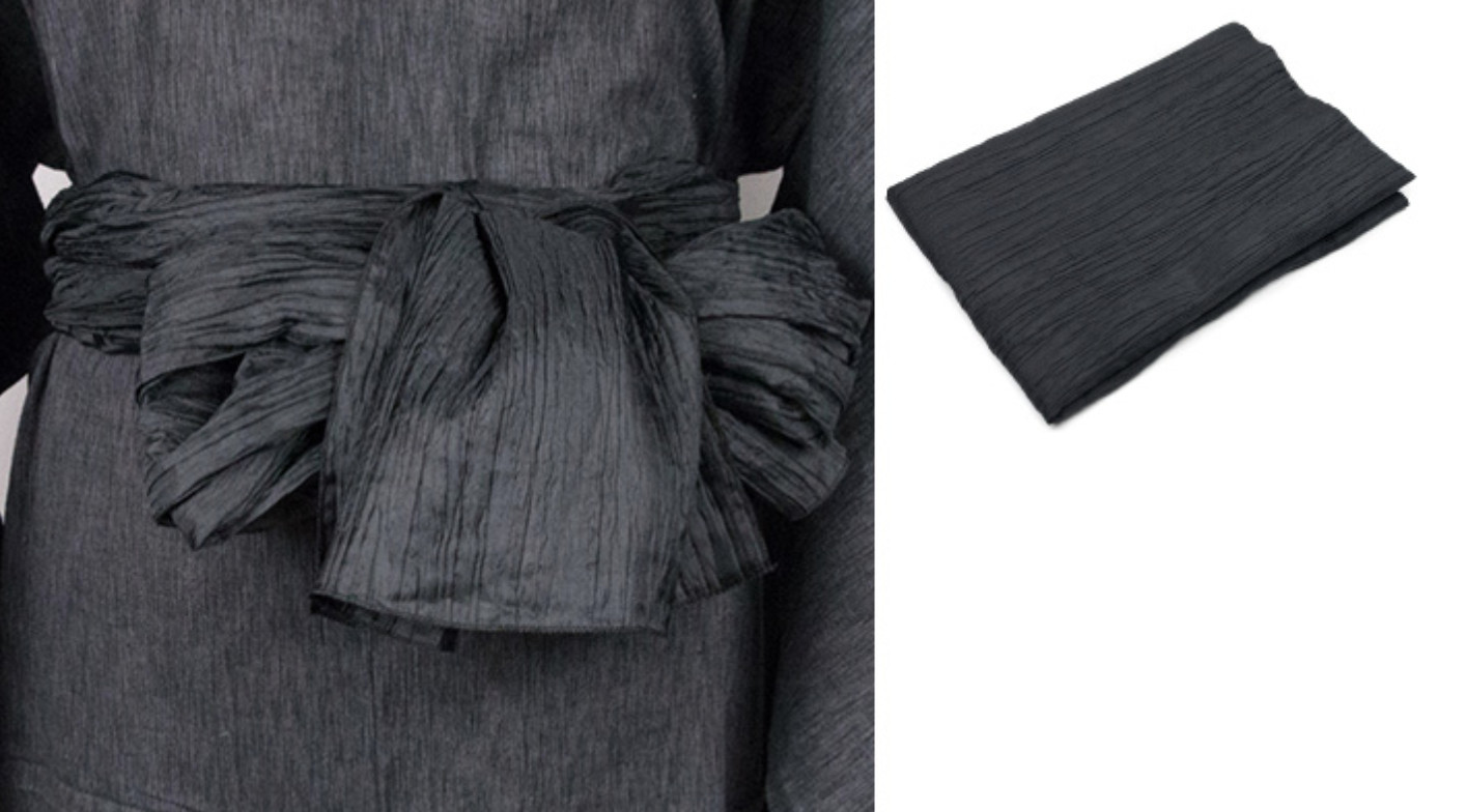 Japanese Men's Traditional Yukata Kimono Heko Obi Belt 400 x 45cm Black