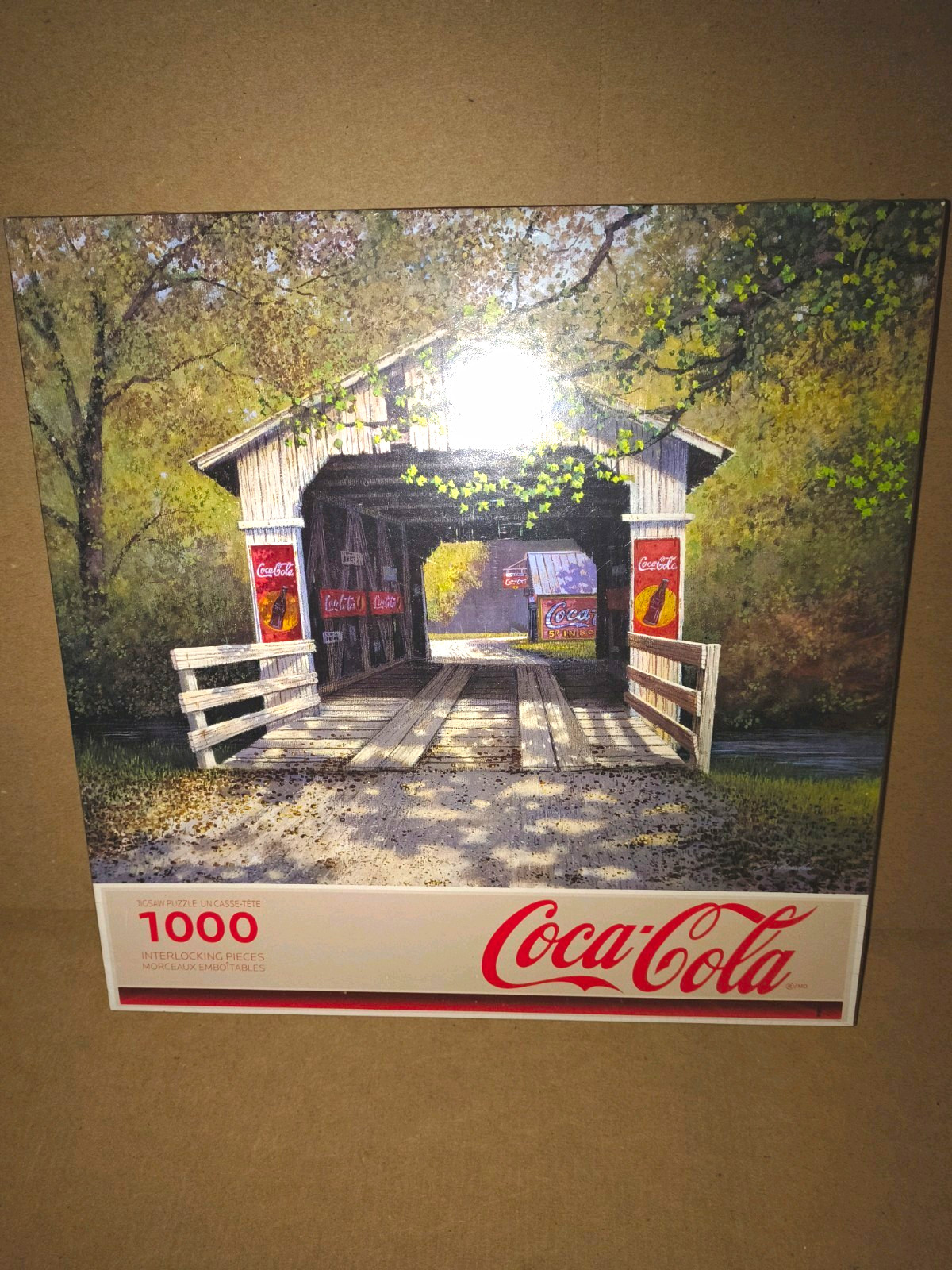 Sealed Coca-Cola Advertising Puzzle 1000 Piece Jigsaw Covered Bridge Scene, Soda