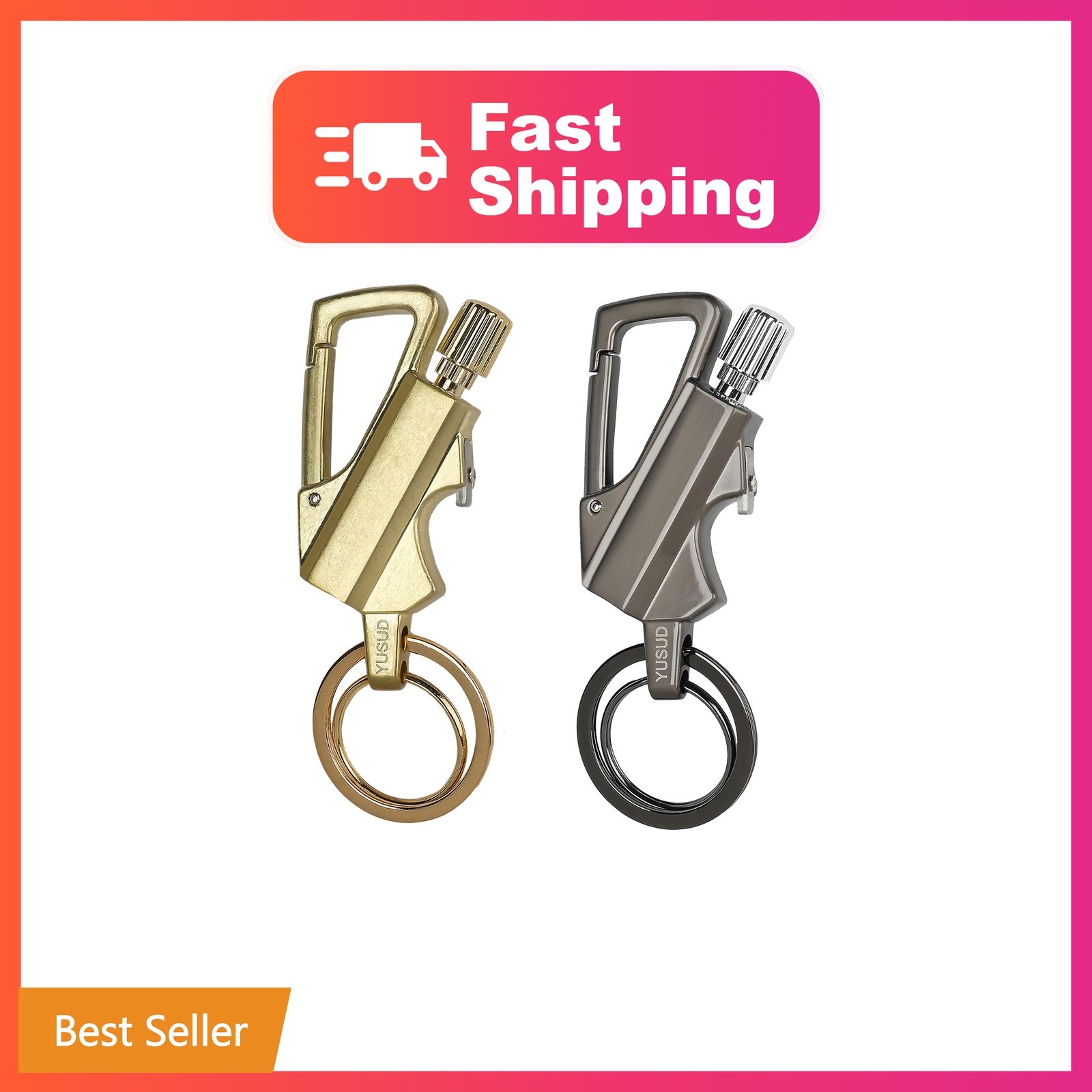 YUSUD 2 Pack Permanent Match Infinity Lighter with Multitool Keychain Bottle ...