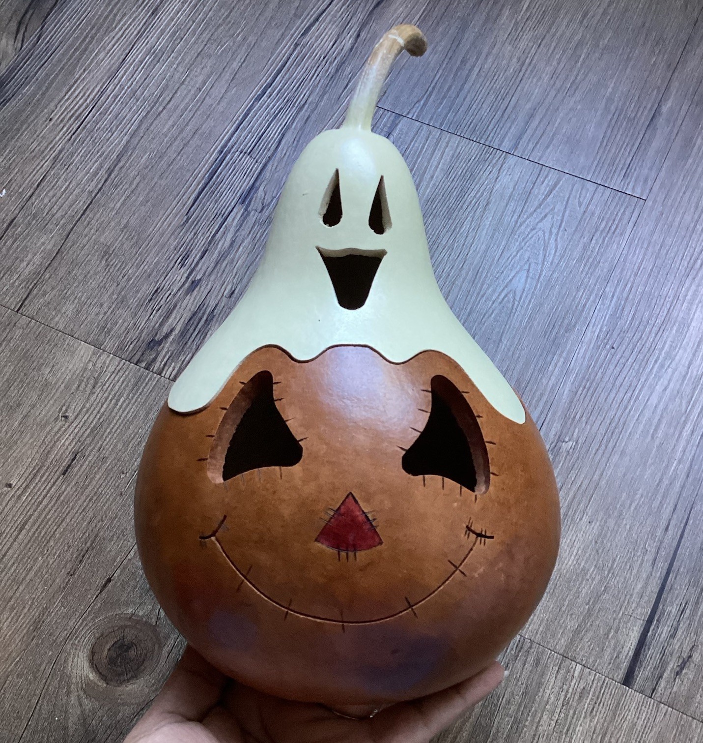 Meadowbrooke Gourds Smiling Jack-O-Lantern Halloween Pumpkin NO LIGHT