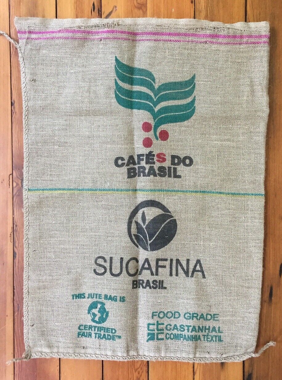 Cafes Do Brasil Brazil Burlap Jute Natural Specialty Coffee Bean Bag Sack 38x27