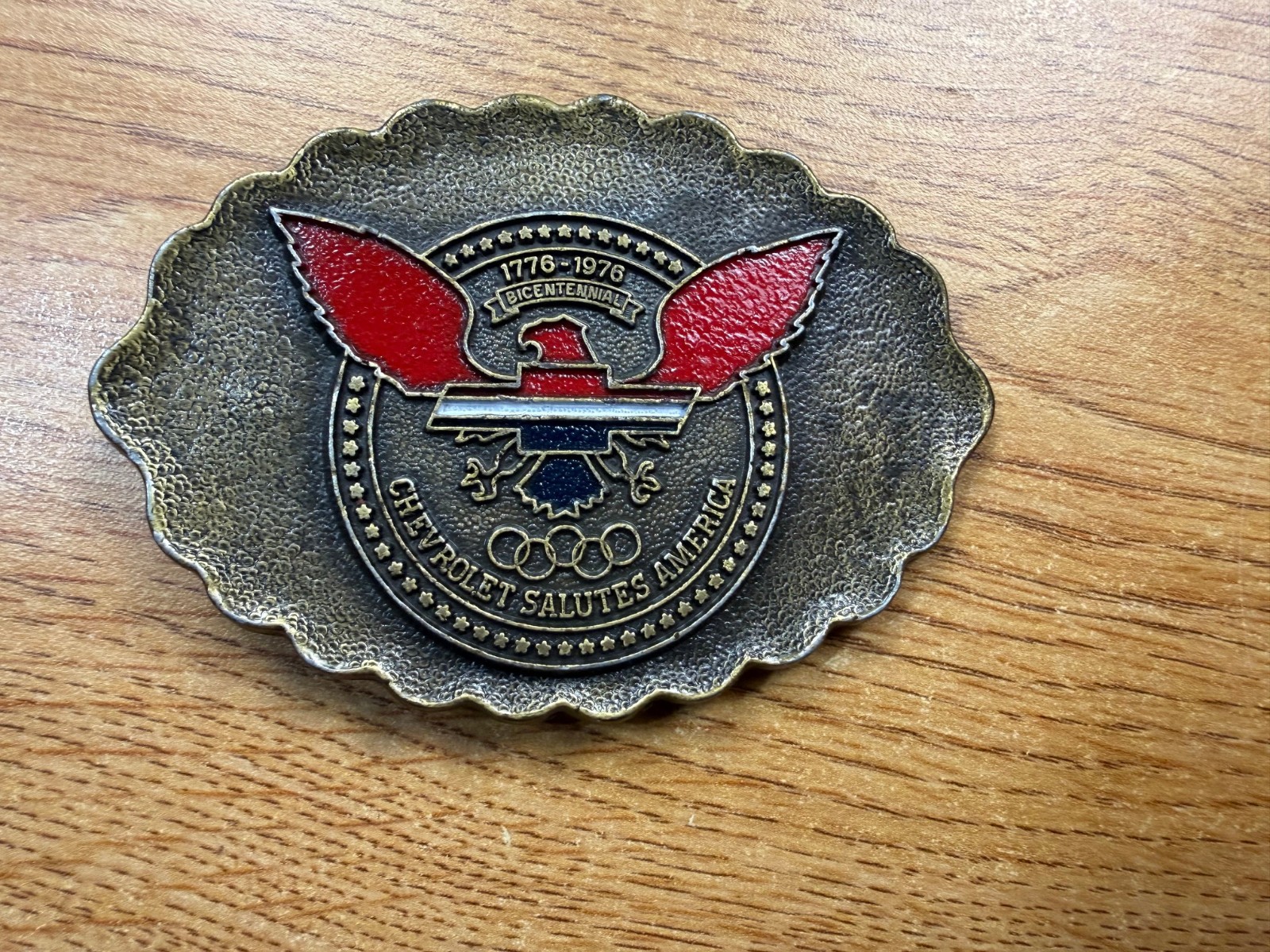 Vintage 1976 Chevrolet Salutes America 1776-1976 Bicentennial Belt Buckle