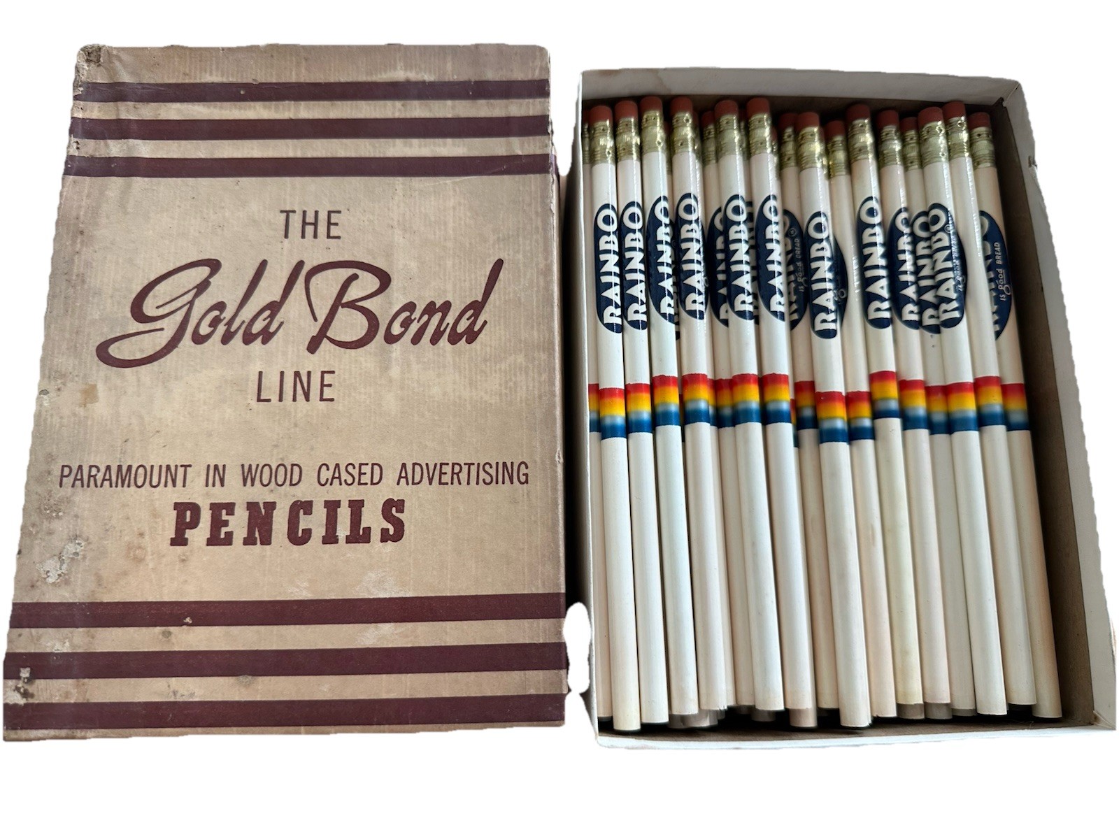 Vtg Case 112 Unused Rainbo Bread Advertising Pencils  Over 40 Years Old Is Good