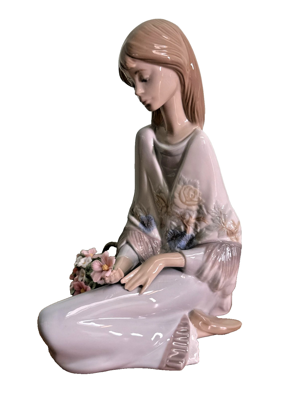1988 Lladro Flower Song 7607 Figurine Cancion de Primavera Boxed Girl Flowers 1988 Lladro Flower Song 7607 Figurine Cancion de Primavera Boxed Girl Flowers