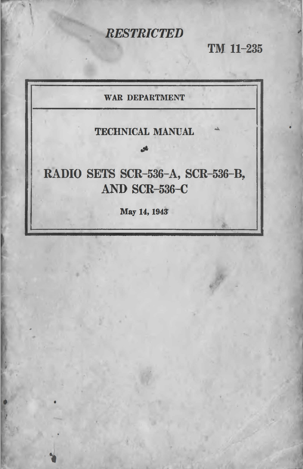 85 Page May 1943 TM 11-235 Radio Sets BC-611 SCR-536 -A - to -C Manual on CD