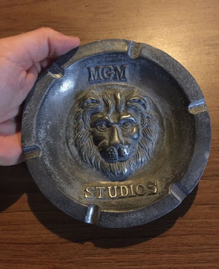 MGM Studios Ashtray Solid Metal Metro Goldwyn Mayer Patina Hollywood Cigar GIFT