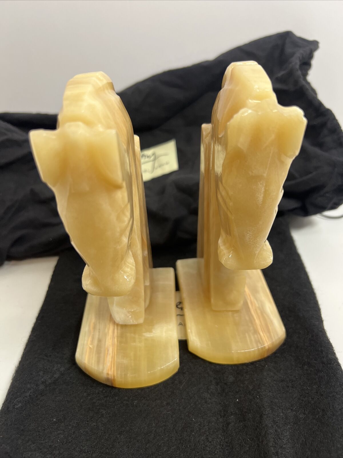 vintage  Italian marble horse head bookends