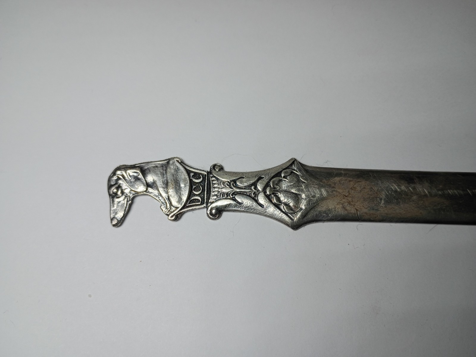 Vintage Silverplated Dog Head Letter Opener Unique * Holland
