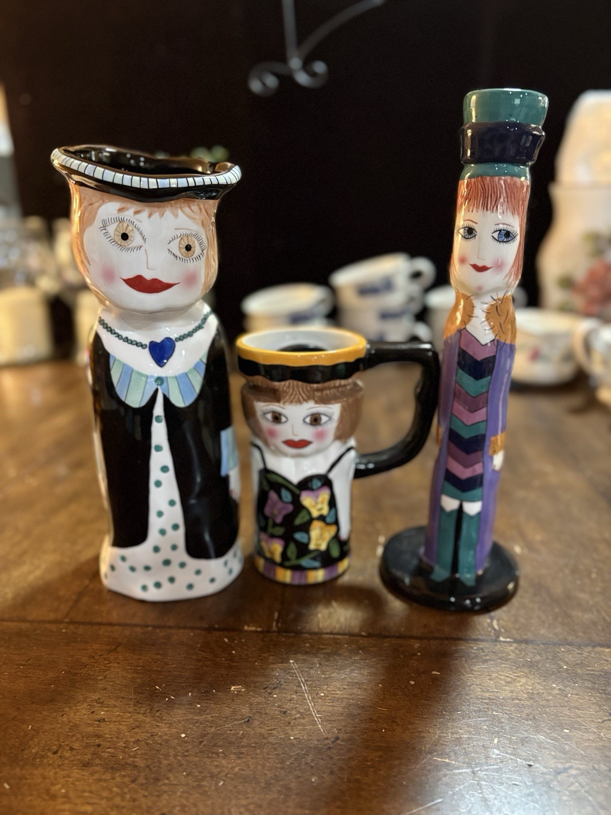 Bella Casa 2 Vase/Candle Holders & 1Mug SUSAN PALEY By Ganz Millie, Gina, Sophie