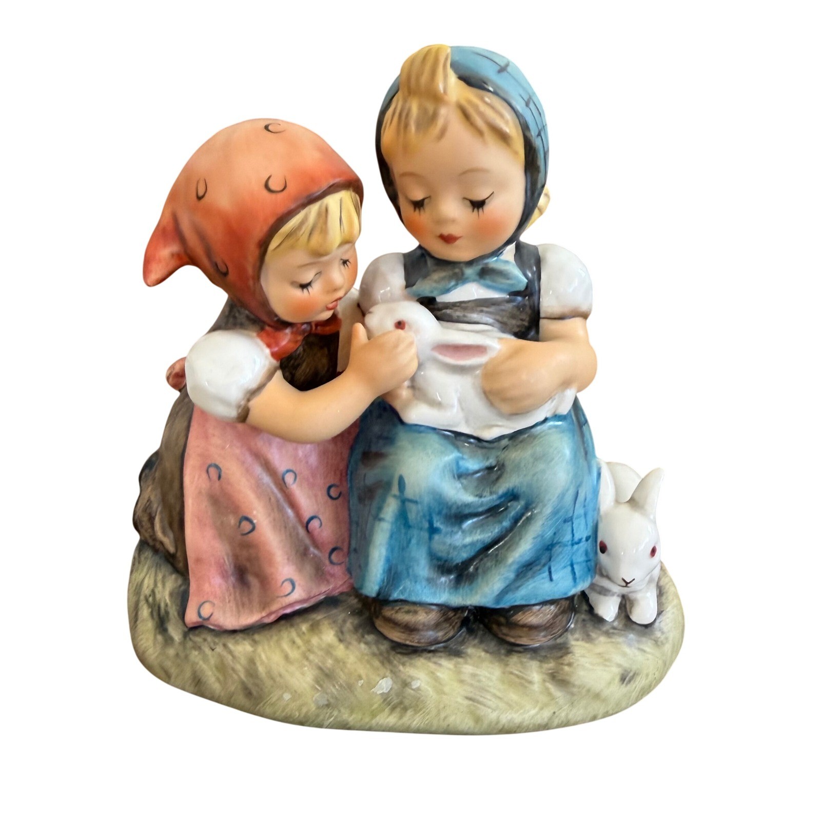 Goebel Hummel Easter Time Figurine 384 TMK-6 W Germany Girls with Rabbits