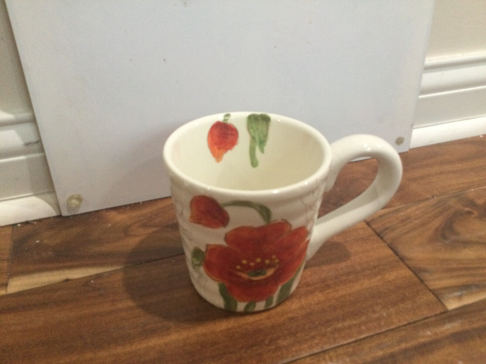 Red Poppy flower print by MAXCERA coffee Tea Cocoa Latte 20oz. cup 4.5\'\' LARGE