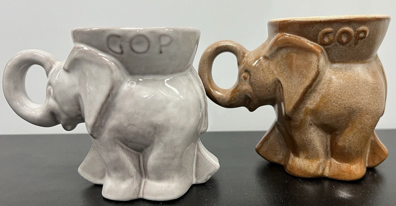 Vintage Frankoma 1968 Republican GOP Elephant Mug Glaze White