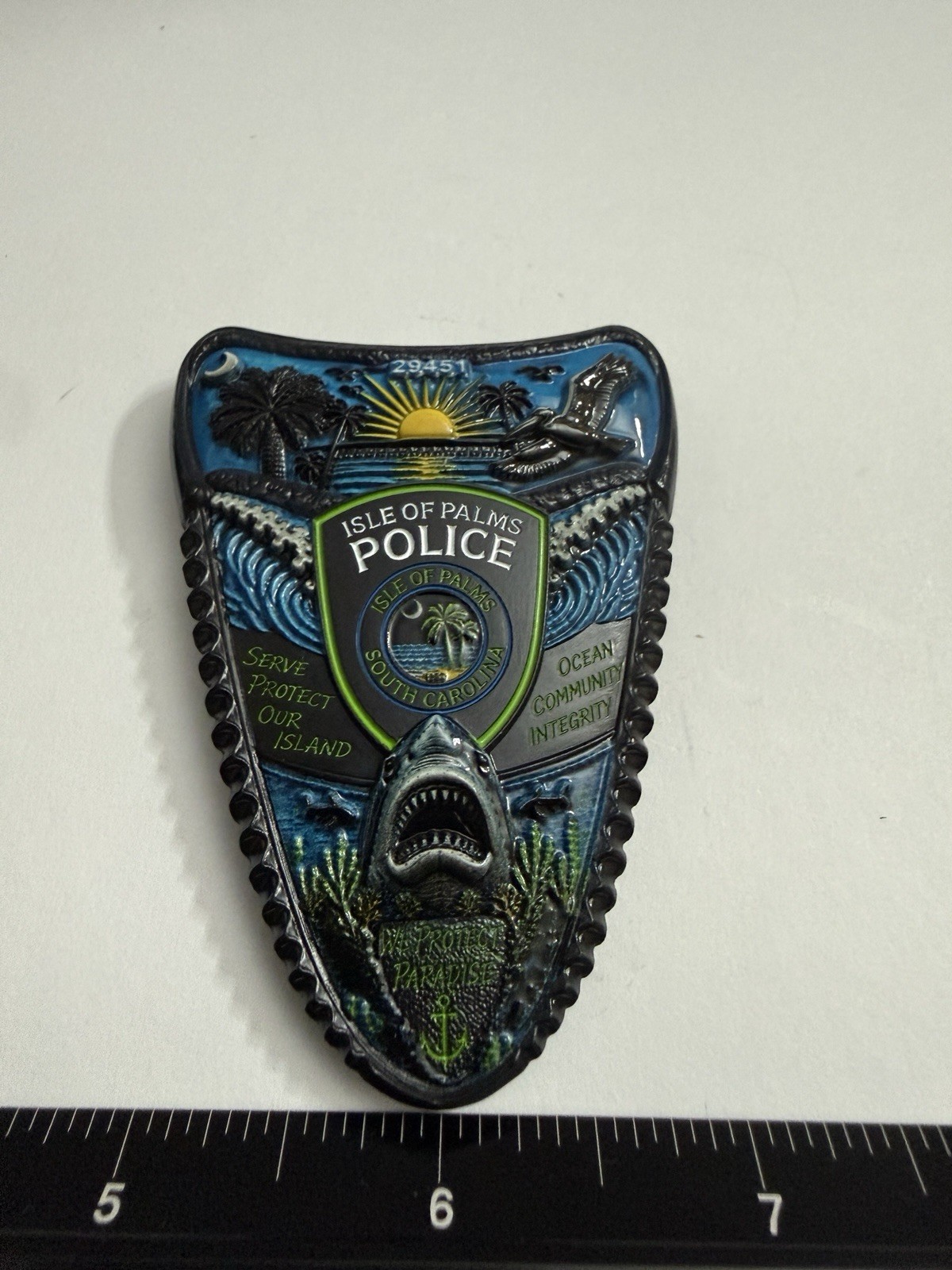 Isle of Palms Police SC Shark Protect Paradise Challenge Coin