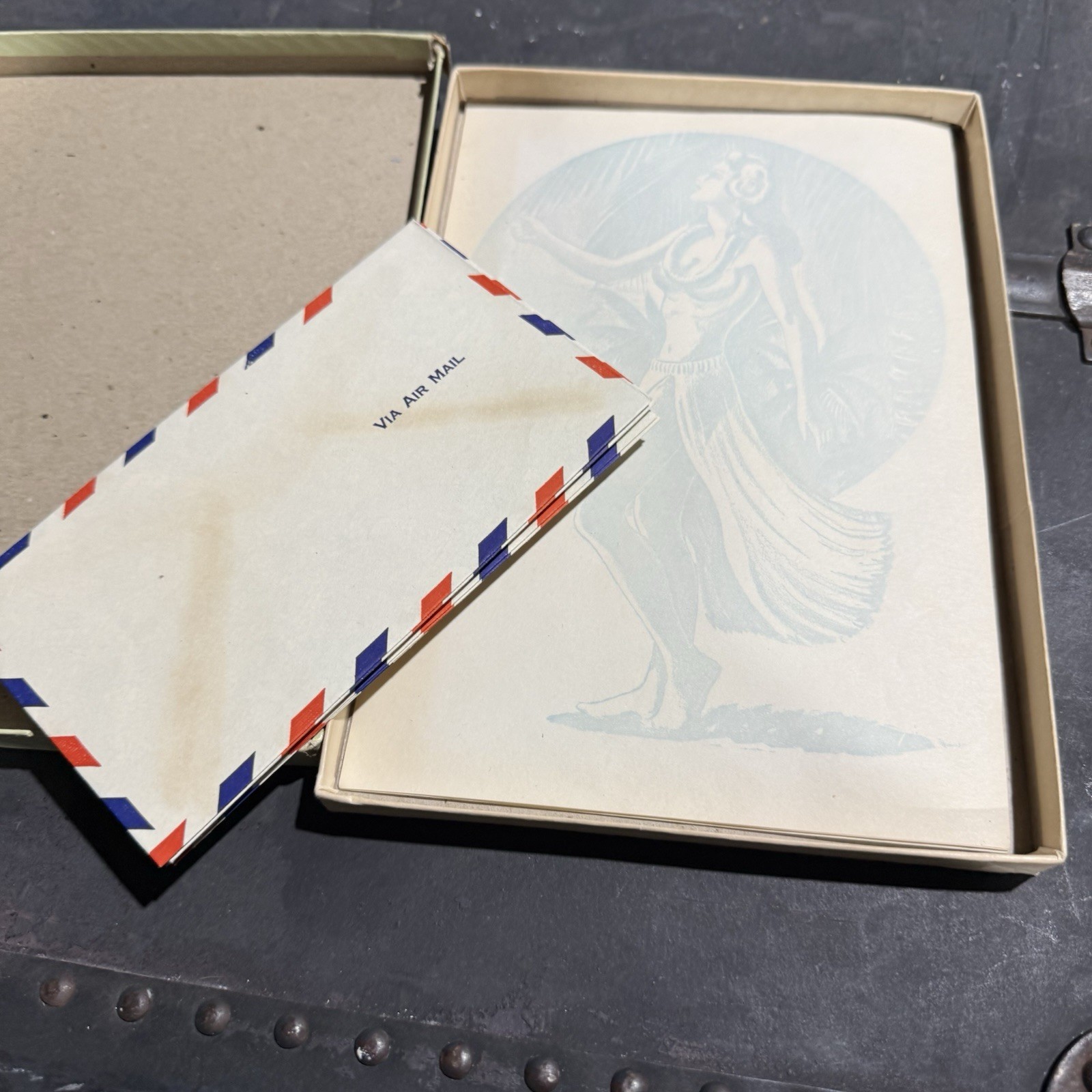 Original WWII 1940s Hawaii Stationary Set Hulu Girl Souvenir