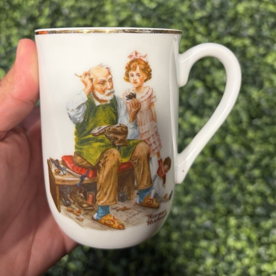 Norman Rockwell Museum The Cobbler Collectible Mug Porcelain 1982 Painted