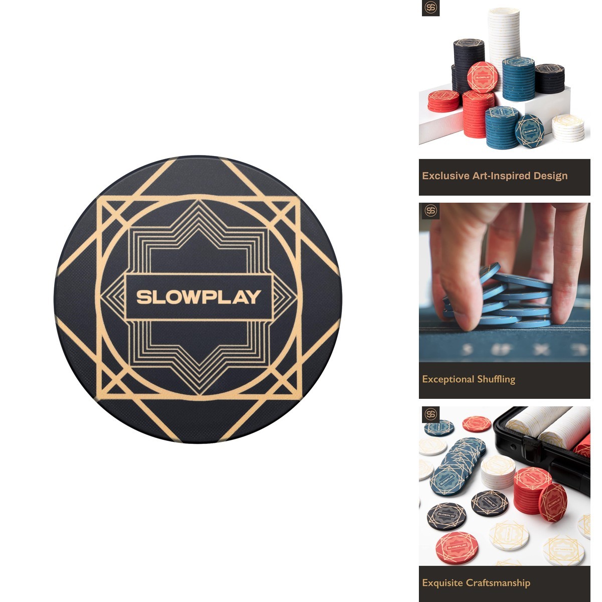 SLOWPLAY Nash Ceramic Poker Chips 10g 39mm 50 pcs for Texas Hold'em