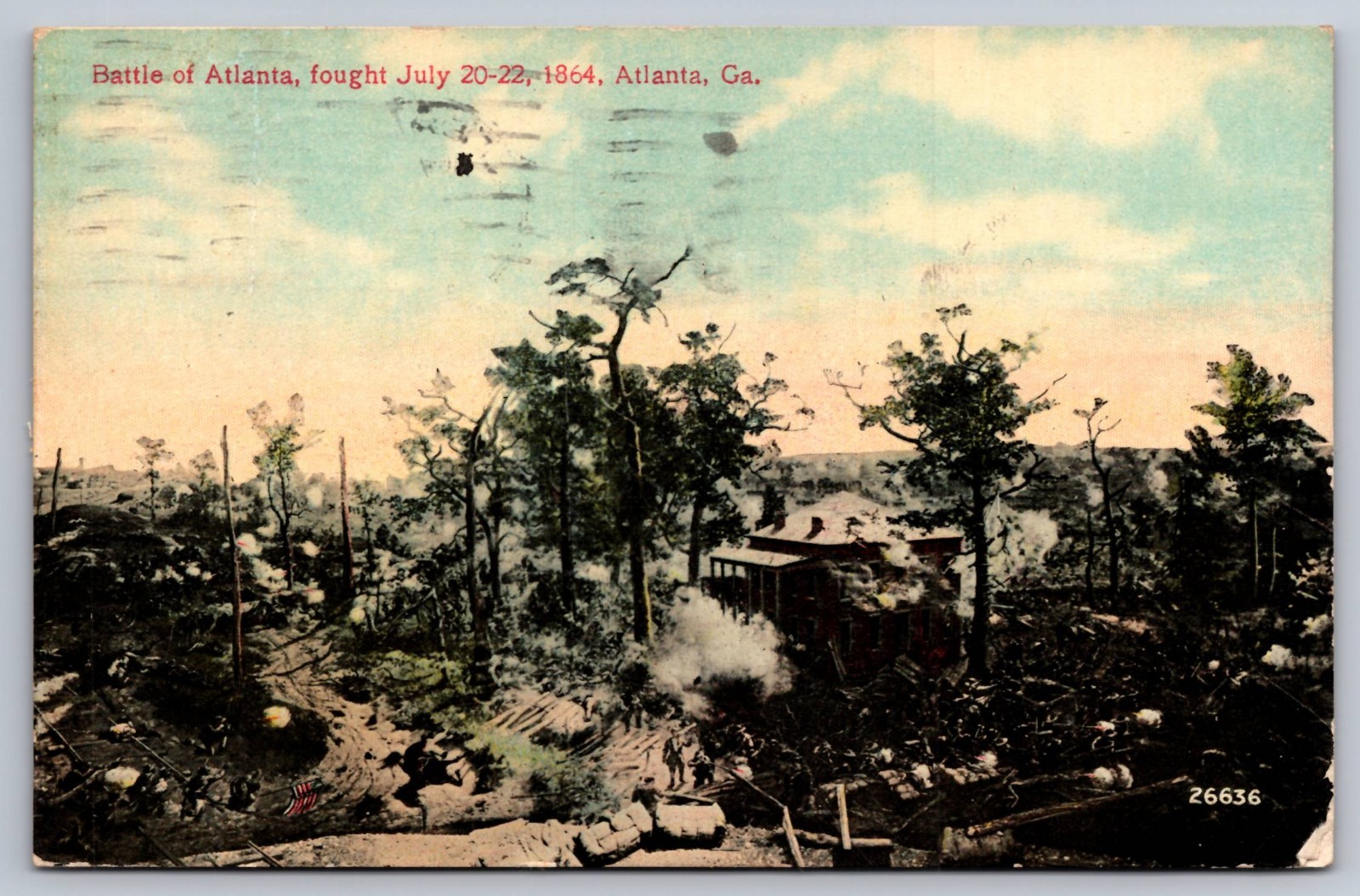 Battle of Atlanta July 1864 Atlanta Georgia Antique Postcard PM 1914