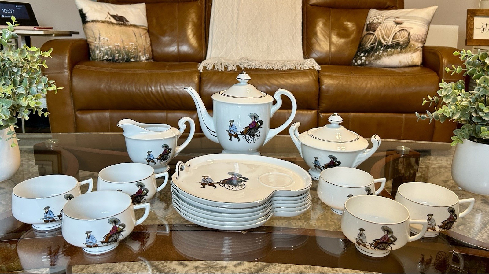 6 Person Hakusan Porcelain China Tea Set MCM 6 Person Hakusan Porcelain China Tea Set MCM