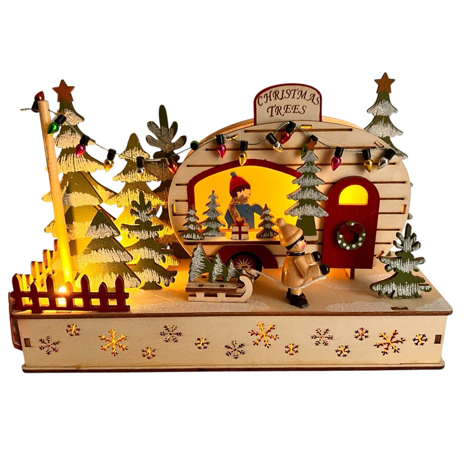 NEW World Market 2022 CHRISTMAS TREE LOT FARM TRAILER Illuminated