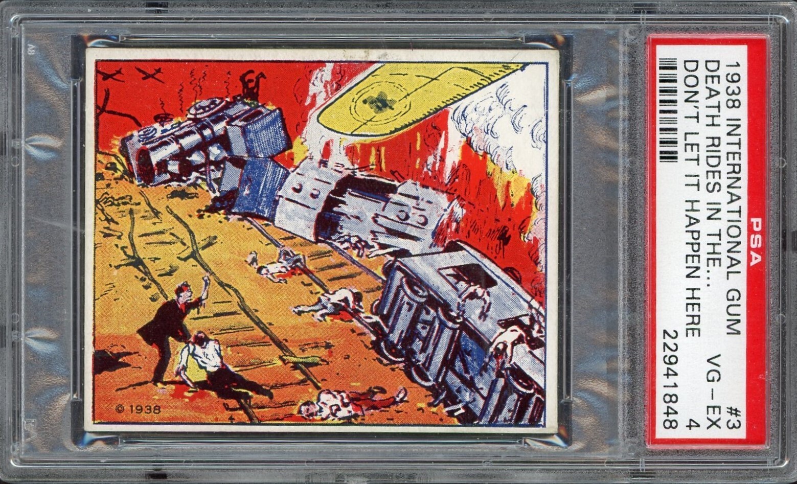 1938 R44 International Gum Don't Let It Happen #3 Death Rides Skies PSA 4 VG/EX 1938 R44 International Gum Don't Let It Happen #3 Death Rides Skies PSA 4 VG/EX