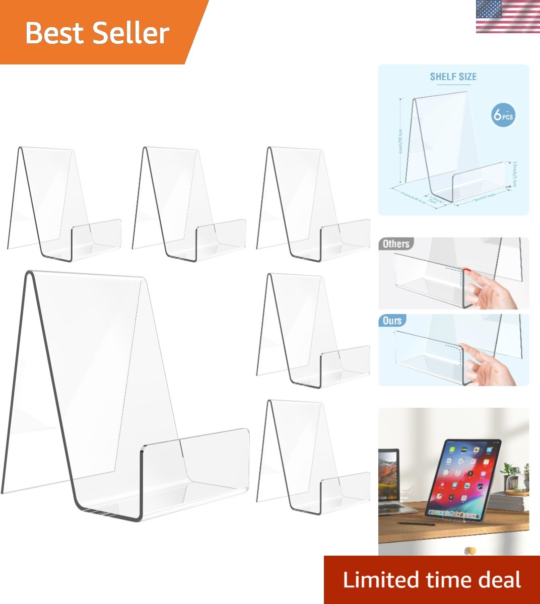 Elegant 6 Pack Clear Acrylic Book Stand for Stylish Display of Albums & Artworks
