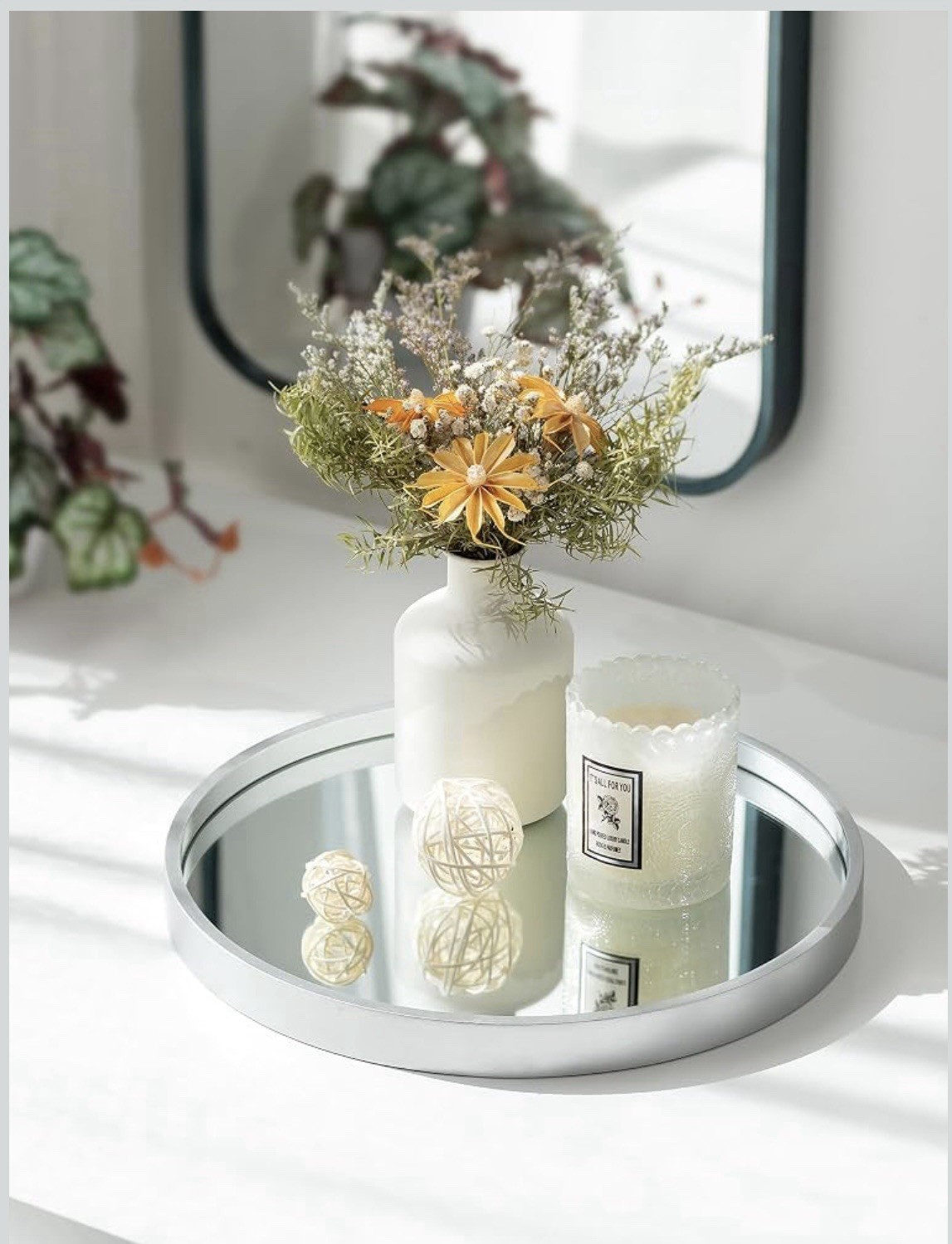 Mirror Bathroom Vanity Tray: Champagne Sliver Perfume Organizer Modern Decorate