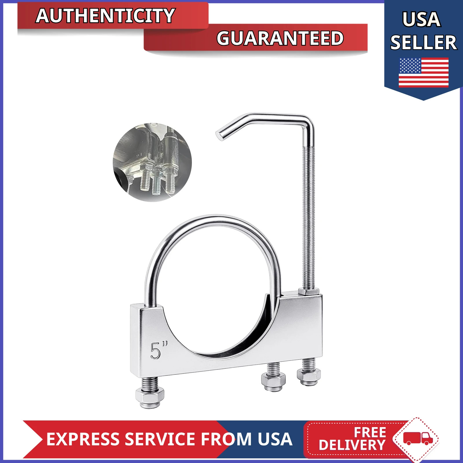2 Pcs 5 Inch Universal Exhaust Clamp with Hanger