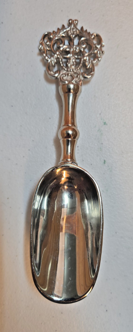 Vintage Silverplated Ice/Sugar/Candy Scoop; Filigree Scrolled Handle