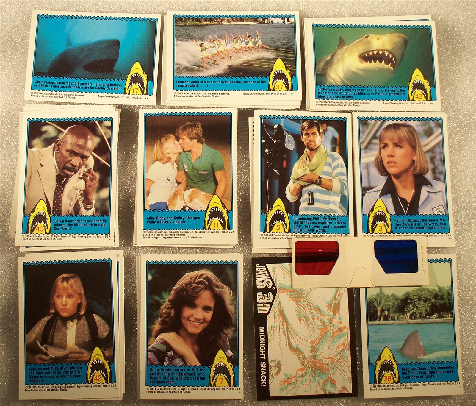 JAWS 3D card set with original 3-d glasses 44 cards