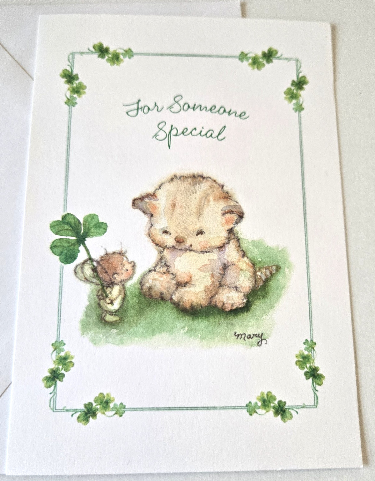 Vintage Greeting Card St. Patrick's Day Mary Hamilton Pixie Angel Kitten Cat